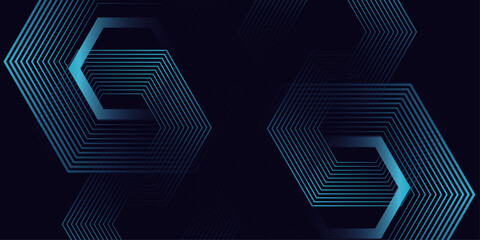 Dark blue black abstract presentation background. Linear Geometric Pattern in Light blue vector design ideal for presentation, banner, web, cover, poster, and corporate visuals. Vector dynamic shapes.