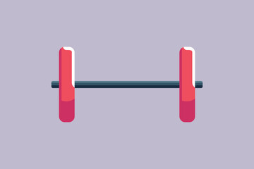 Big barbell long gym equipment. Gym property Concept. Colored flat vector illustration isolated
