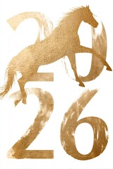 2026 chinese new year with golden horse zodiac sign representing the year of the horse, celebrating lunar new year