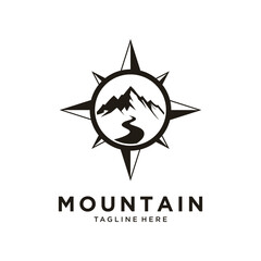 Compass mountain logo, outdoor adventure design
