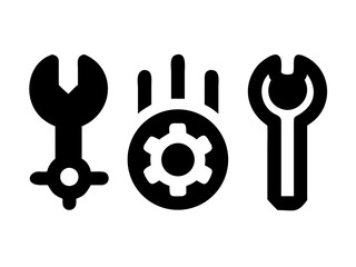 Obraz premium Black and White System Settings and Control Panel Interface Icons