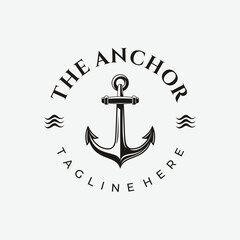 Nautical anchor logo design for marine and coastal