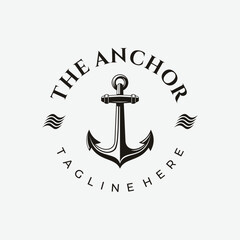 Vintage anchor logo, Nautical maritime emblem