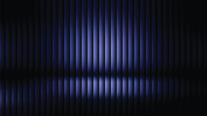 Glass ripple texture with dark gradient background and lilac light streaks. Futuristic distortion, moody abstract glow, reeded vertical blur. Vector illustration EPS