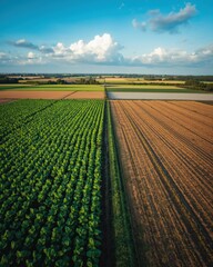 Aerial view of agricultural fields