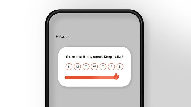 Gamification of mobile UI, shows daily streak/progress section expansion