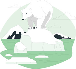 A majestic polar bear standing on an iceberg in the Arctic landscape