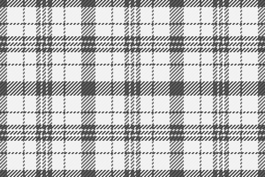 Tracery check vector texture, male textile tartan background. Thread pattern plaid fabric seamless in white and neutral colors.