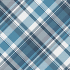 Tracery check plaid vector, scrapbooking seamless pattern fabric. Woman background textile tartan texture in cyan and white colors.