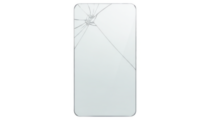 Cracked smartphone screen with visible damage isolated on a black background