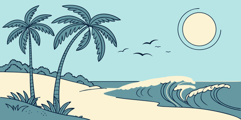 vector illustration of a tropical beach
