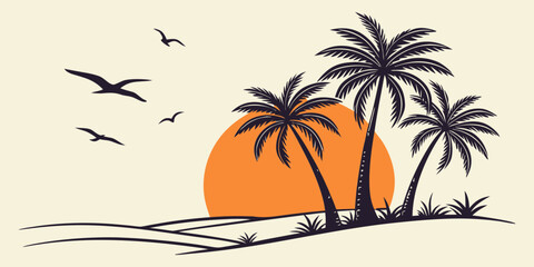 tropical island with palm trees