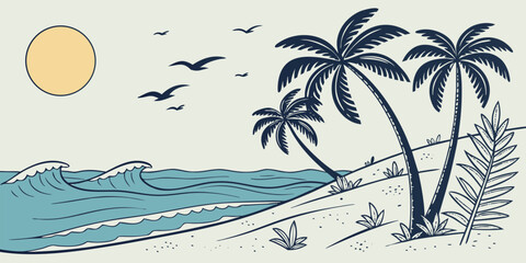 vector illustration of a tropical island