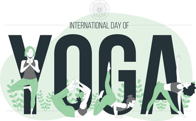 People practicing yoga on International Day of Yoga in a serene environment