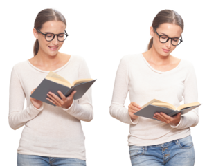 Young woman reading a book 