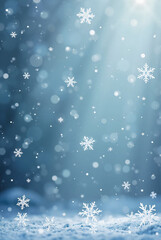 Blue winter Christmas background with white snowflakes and stars creates a festive holiday pattern for a New Year celebration card design