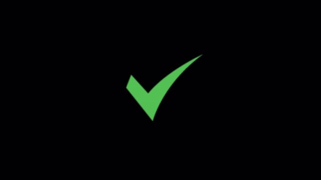 Checkmark Right Icon. Verification and Approval Concept Animation Video - Transparent