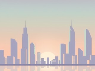 Obraz premium BEAUTIFUL CITY ILLUSTRATION WITH HIGH-RISE BUILDINGS
