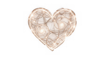Intricate heart design isolated on transparent background