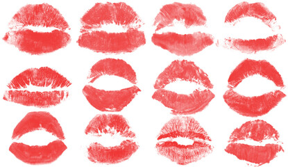 set of Beautiful red lips icons collection vector © Graphenic