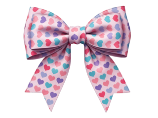 Colorful bow decorated with heart patterns