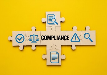 Compliance rules law regulation policy business. Businessman hold virtual compliance icons for enforcement of laws, regulations, and standards.
