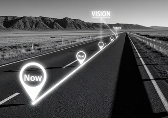 Product management roadmap concept with outdoor image.
