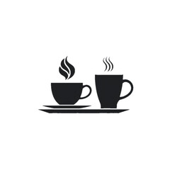 Obraz premium Coffee themed icon silhouette with plain background, minimalist vector design 
