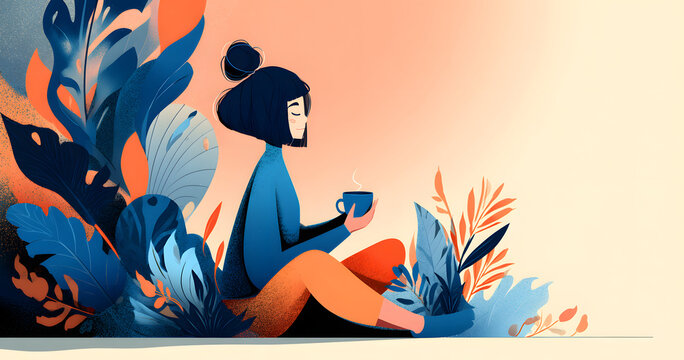 Self care personal health habits combination for wellness tiny person concept. Daily lifestyle for happiness and physical or emotional peace vector illustration. Activities combination for good body.