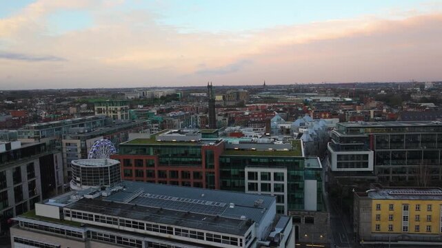 4K Cinematic Drone footage over Smithfield Dublin, Ireland_16
