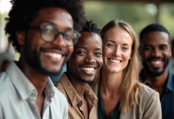 Fototapeta premium Group of Friends Smiling Together in a Natural Setting
