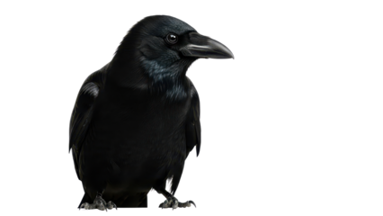 Black Crow Bird Portrait isolated PNG with Transparent Background