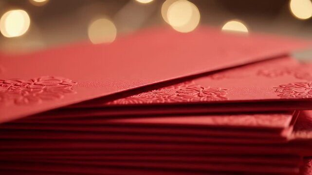 Close-Up Red Envelope Texture Pan (Angpao) &mdash; Lunar New Year Detail. Chinese New Year Event