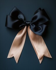 Elegant Two-Colour Decorative Ribbon Tie with Silken Curves and Bow Loops on Calm Backgrounds