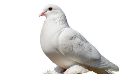 Elegant White Pigeon Bird with Fluffy Feathery Feet isolated PNG with Transparent Background