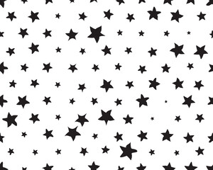 Seamless pattern with black stars on a white background	