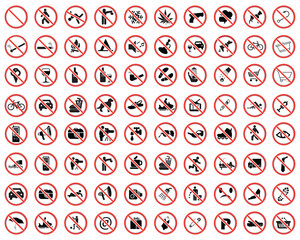 Set of icon of prohibited signs , warning danger