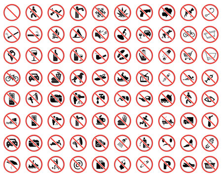 Set of icon of prohibited signs , warning danger