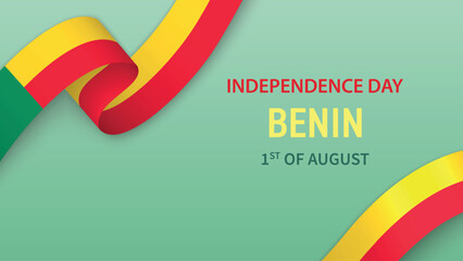 Benin Independence Day Ribbon Celebration Banner Design