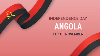Angola Independence Day Ribbon Celebration Banner Design