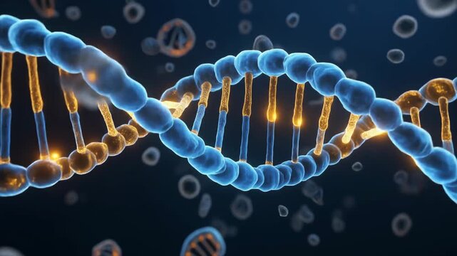 3D Animation of Rotating DNA Double Helix Unwinding in a Microscopic Environment