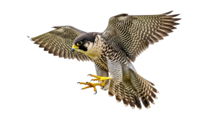 Peregrine Falcon in Flight with Wings Spread, isolated PNG with Transparent Background