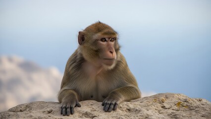 Monkey sitting on a rocky outcrop.