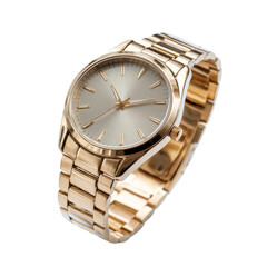 Classic Gold Analog Wristwatch Isolated on Transparent Background