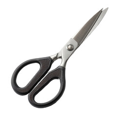 Professional Stainless Steel Scissors with Black Handles Isolated on Transparent Background