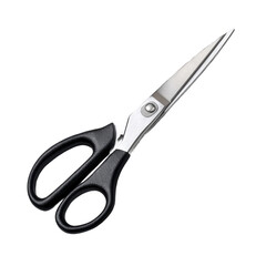 Classic Office Scissors with Black Handles Isolated on Transparent Background
