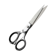 Professional Metal Scissors with Black Handles Isolated on Transparent Background
