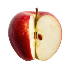 Sliced Red Apple Showing Core and Seeds Isolated on Transparent Background