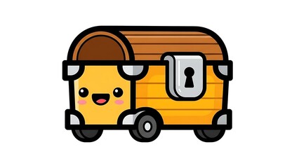 Cartoon Yellow Camper Van Illustration.