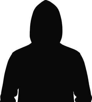 Black silhouette of a person wearing a hoodie